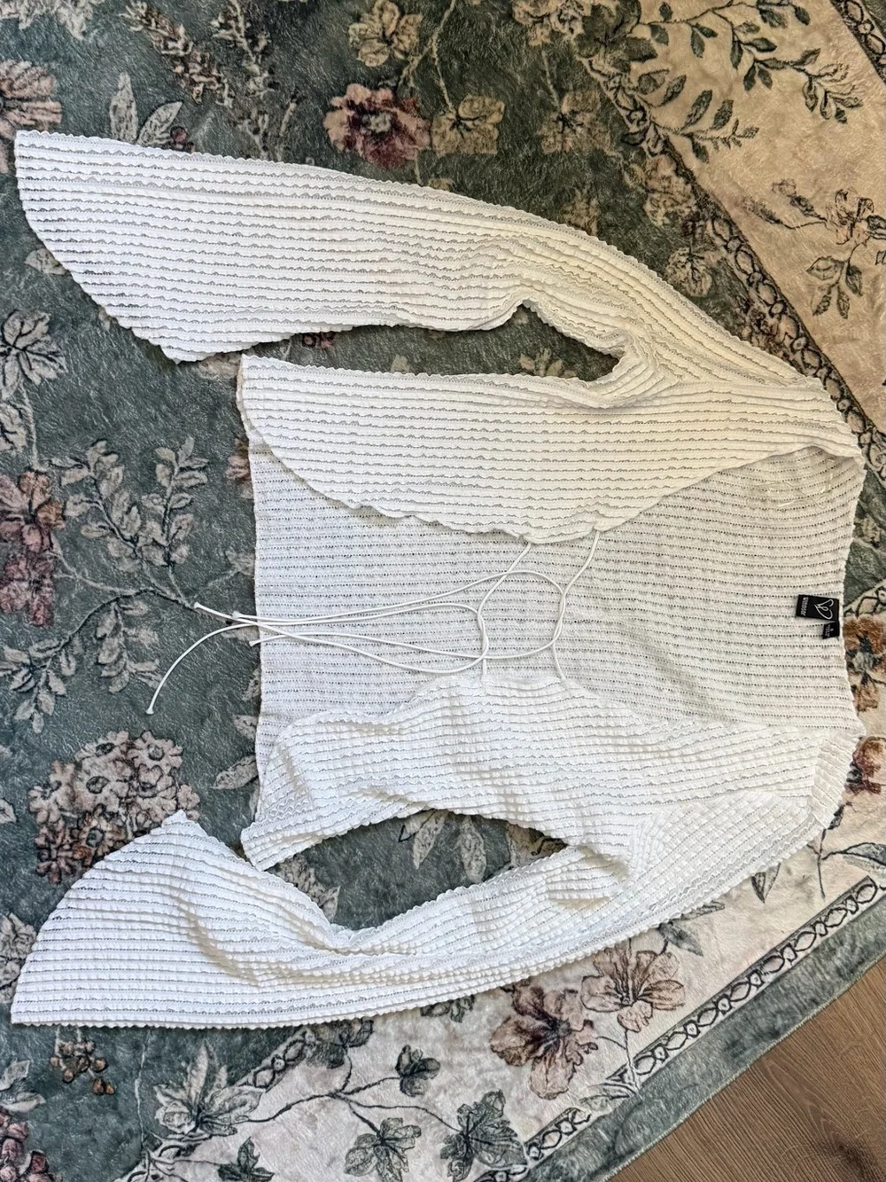 Zara White Knit Wrap-Style Top